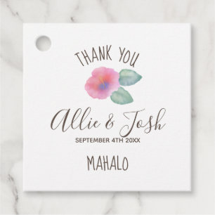 Watercolor Hibiscus Maui Wedding Favour Tags
