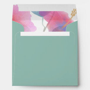 Watercolor Hibiscus Maui Wedding Square Envelope