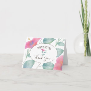 Watercolor Hibiscus Maui Wedding Thank You Card