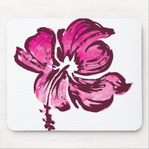 Watercolor Hibiscus Mousepads