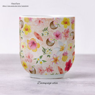 Watercolor Hibiscus pattern peach decoupage Tissue Paper
