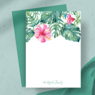 Watercolor Hibiscus Personalised Stationery Card