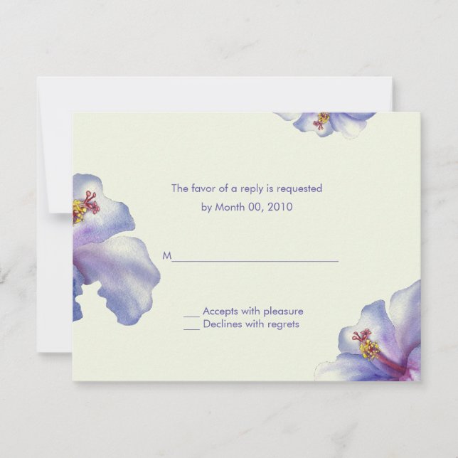 Watercolor Hibiscus reply cards (Front)