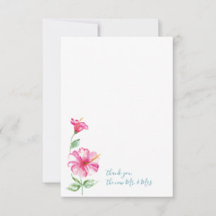 Watercolor Hibiscus Thank You Stationery Card