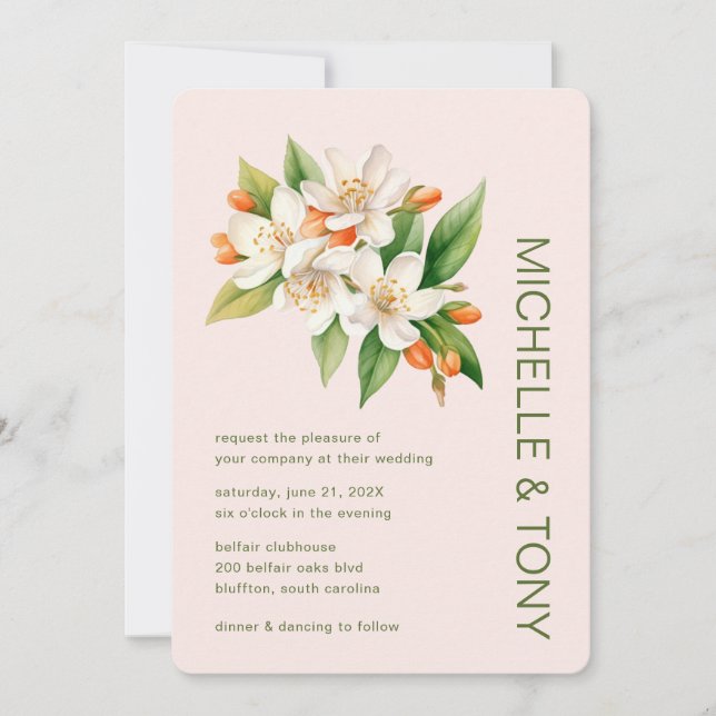 Watercolor Hibiscus Wedding Invitation (Front)