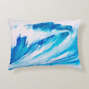 watercolor high ocean waves of blumarine colour decorative cushion