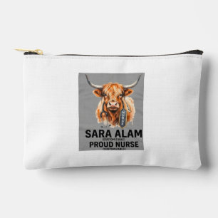 Watercolor Highland Cow Registered Nurse Class of Accessory Pouch