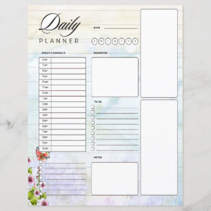 Watercolor hills and wildflowers daily planner