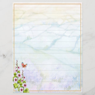 Watercolor hills and wildflowers stationery paper