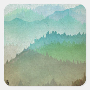 Watercolor Hills Square Sticker