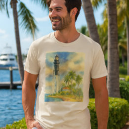 Watercolor Hillsboro Inlet Lighthouse Florida   T-Shirt