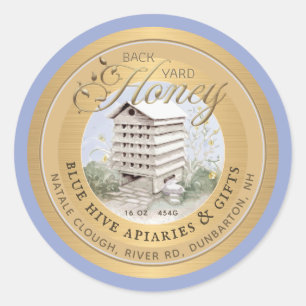 Watercolor Hive Metallic Gold Backyard Honey Label