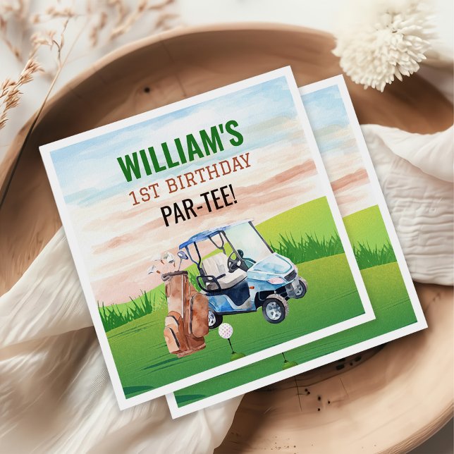 Watercolor Hole in One Golf 1st Birthday  Napkin (Creator Uploaded)