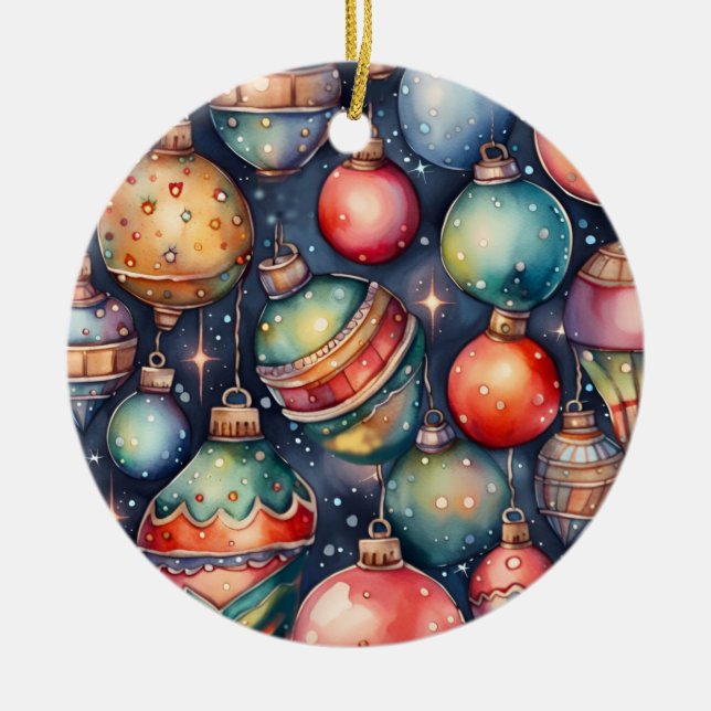 Watercolor Holiday Art Christmas Decoration  (Front)
