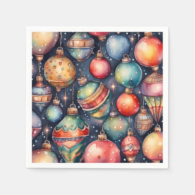 Watercolor Holiday Art Christmas Decoration  Napkin (Front)