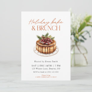 Watercolor Holiday Bake and Brunch Invitation