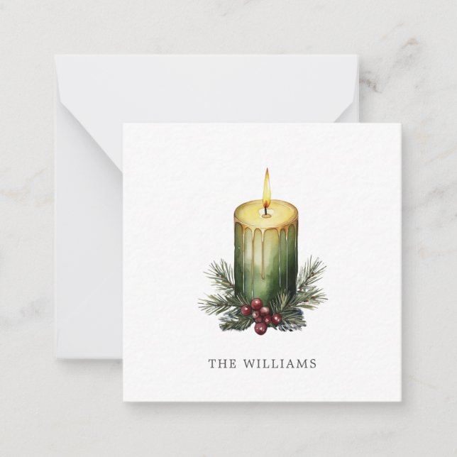 Watercolor Holiday Candle Festive Illustration  Card (Front)
