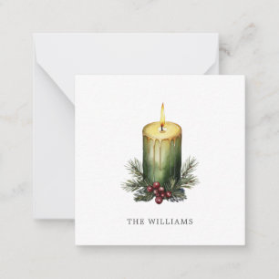 Watercolor Holiday Candle Festive Illustration Card
