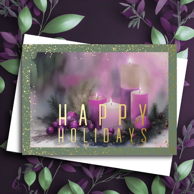 Watercolor Holiday Candles Purple Green (Creator Uploaded)