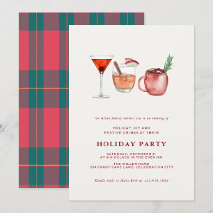 Watercolor Holiday Cocktail Christmas Party Invite