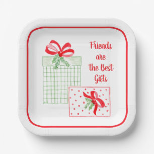 Watercolor Holiday Friends are the Best Gifts Paper Plate