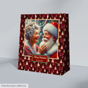 Watercolor Holiday Gift Bag Santa & Mrs Claus