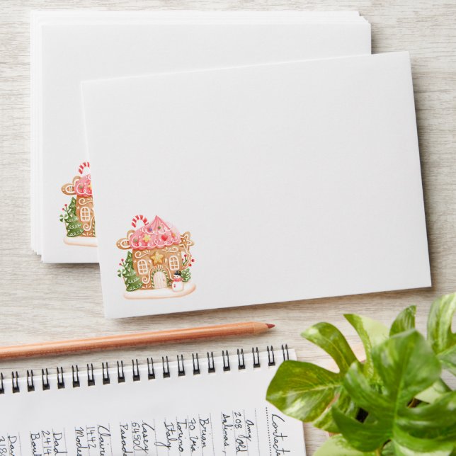 Watercolor Holiday Gingerbread Christmas Party Envelope (Stacked)