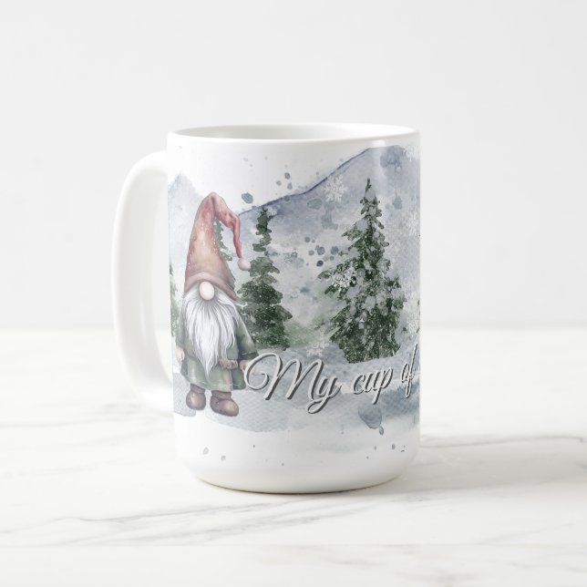 Watercolor Holiday Gnome Coffee Mug (Front Left)
