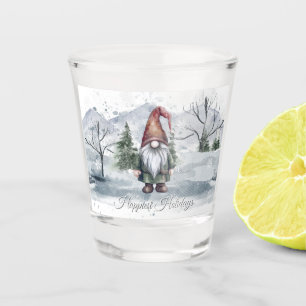 Watercolor Holiday Gnome Shot Glass