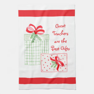 Watercolor Holiday Great Teachers Best Gifts Tea Towel