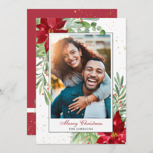 Watercolor Holiday Greenery Christmas Card