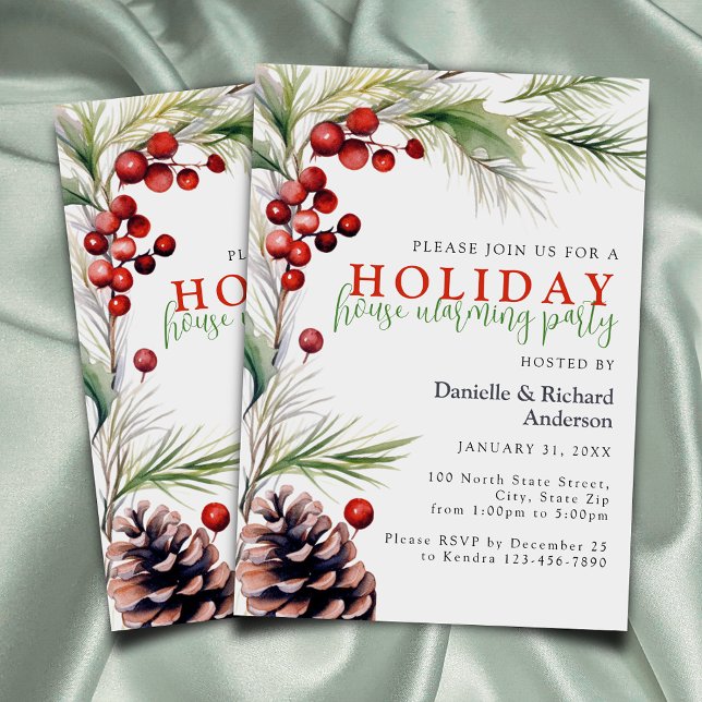 Watercolor Holiday House Warming Party Invitation (Creator Uploaded)
