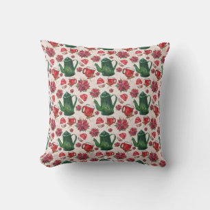 watercolor Holiday Tea Party Cushion