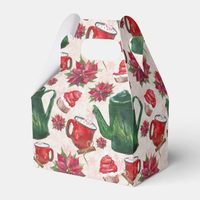 watercolor Holiday Tea Party Favour Box (Front Side)