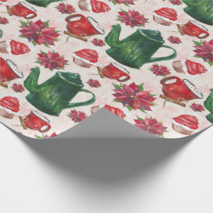 watercolor Holiday Tea Party Wrapping Paper