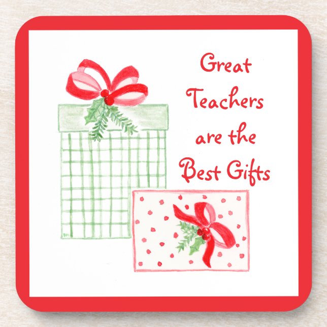 Watercolor Holiday Teachers Best Gifts  Coaster (Front)