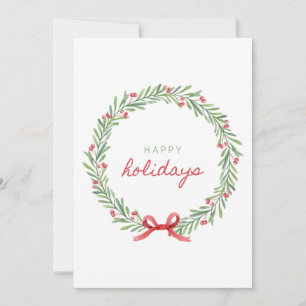Watercolor Holiday Wreath – Happy Holidays Minimal