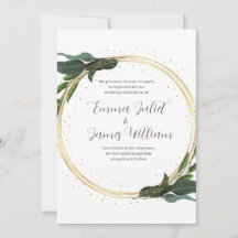 Watercolor Holiday Wreath Wedding Invitation