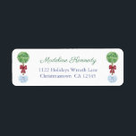 Watercolor Holidays Boxwood Red Bow Return Address<br><div class="desc">Return address label design with boxwood topiary decorated with a floppy red bow. Elements handpainted by me in watercolors before being scanned into digital form. To match my Christmas Boxwood Topiary Red Bow range of stationery.</div>