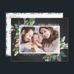 Watercolor Hollies Chalkboard Christmas Photo Holiday Postcard<br><div class="desc">Send your loved ones Christmas greetings this season with this rustic horizontal Christmas photo postcard. It features watercolor hollies, faux gold foil accents, matching festive holiday pattern, faux chalkboard background and modern typography. The texts are fully editable. Personalise this holly Christmas photo card by adding your photo, name and year....</div>