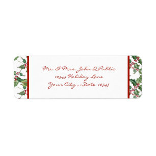 Watercolor Holly and Red Berries