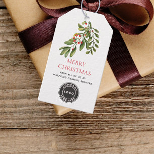 Watercolor Holly Berries Business Logo Christmas Gift Tags
