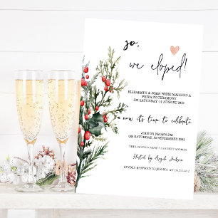 Watercolor Holly Berry GreeneryWedding Elopement   Invitation