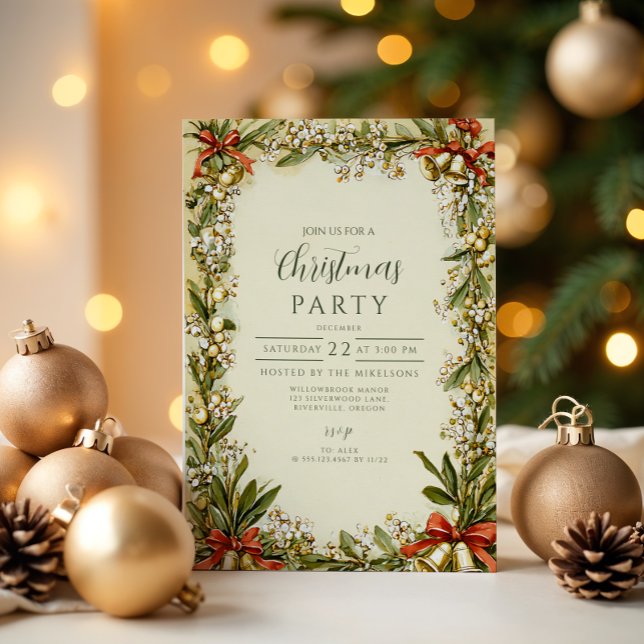 Watercolor Holly Berry Holiday Invitation (Creator Uploaded)