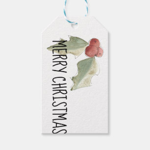 Watercolor Holly Christmas Gift tags
