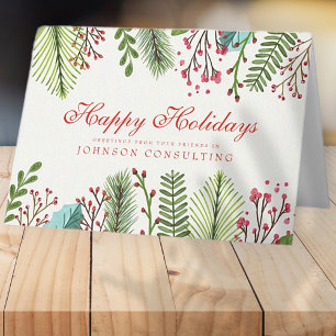 Watercolor Holly Foliage   Holiday Greetings