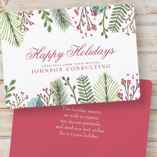 Watercolor Holly Foliage Holiday Greetings