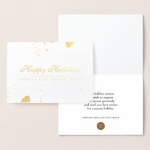 Watercolor Holly Foliage   Season's Greetings Foil Card