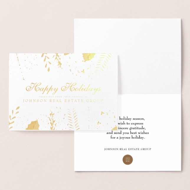 Watercolor Holly Foliage | Season's Greetings Foil Card (Display)