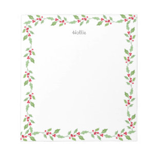  Watercolor Holly Garland    Notepad